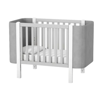 Кровать для новорожденных Верес Монако Велюр ЛД 5 05.3.1.212 с деревянным маятником 40.311.0 120x60 Белый (Белый/Серый Белый Текстиль Серый) фото-2